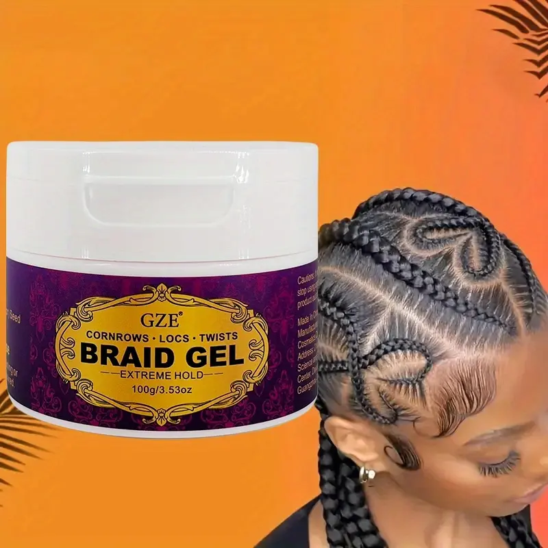 GZE Braid Gel Extra Hold High Shine Braiding Gel & Edge Control Conditioning No Flake Suitable For Twist Locs Braids Edge