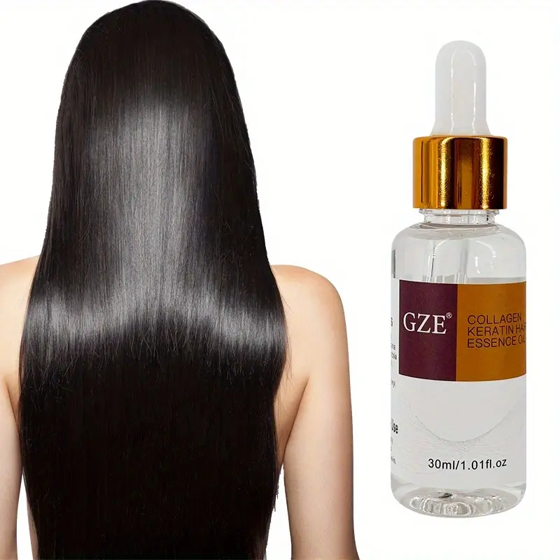 GZE Collagen Keratin Hair Essence Oil For Silky Hair Deep Conditioning Hydrating Repair Split Ends Anti-Breakage