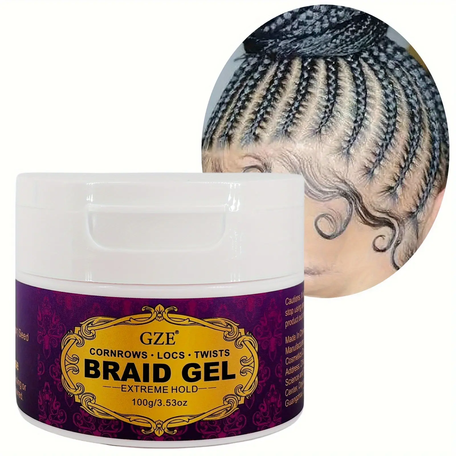 GZE Braid Gel Extra Hold High Shine Braiding Gel & Edge Control Conditioning No Flake Suitable For Twist Locs Braids Edge