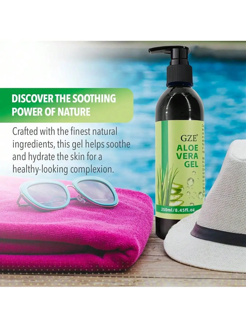 GZE Aloe Vera Gel Boosts Skin Vitality & Hair Hydration & Frizz Control, Sensitive Skin Deeply Moisturizes & Nourishes