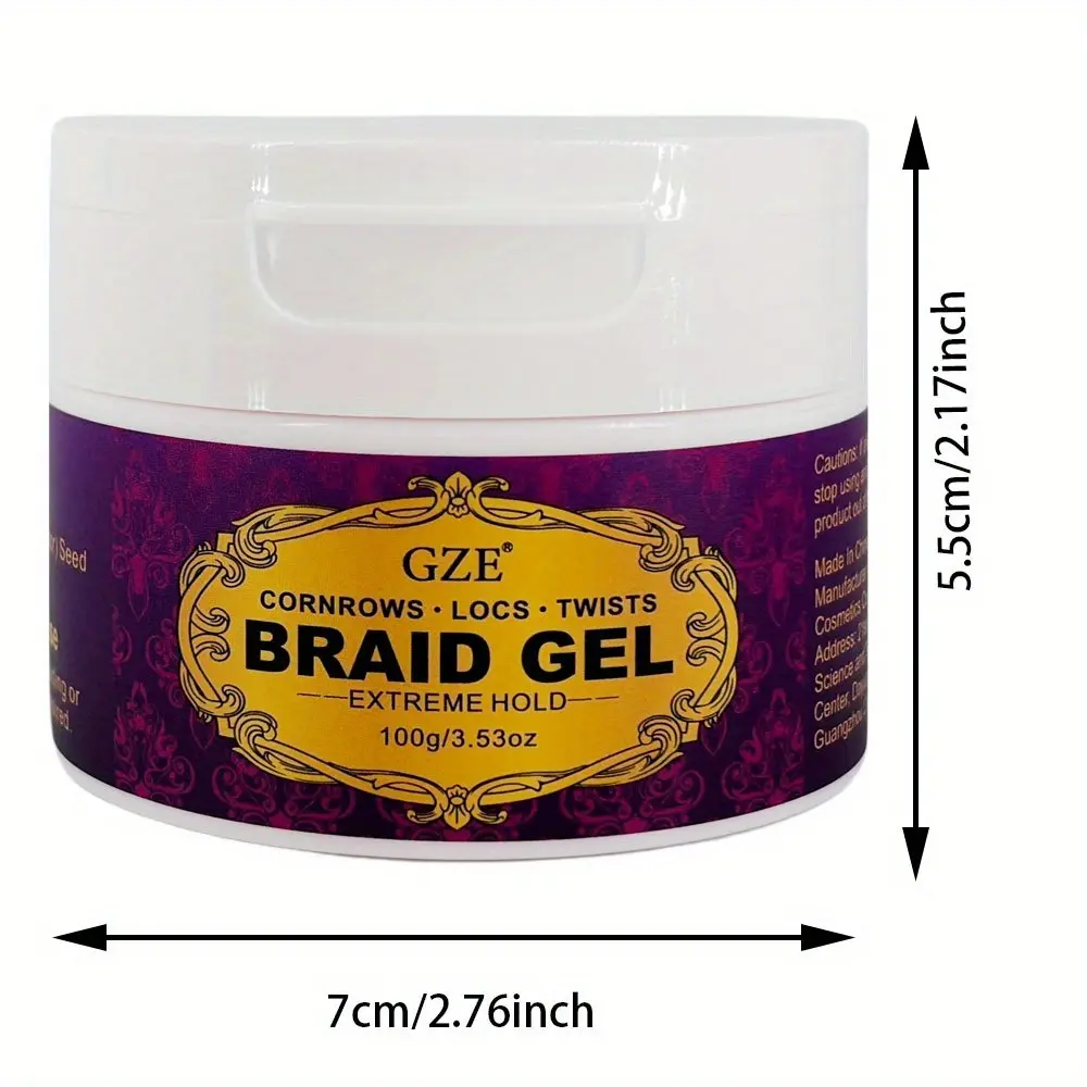 GZE Braid Gel Extra Hold High Shine Braiding Gel & Edge Control Conditioning No Flake Suitable For Twist Locs Braids Edge
