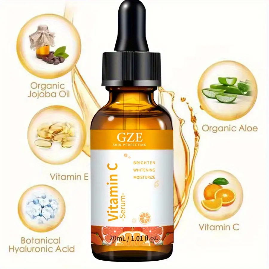 GZE Vitamin C Serum 20% with Hyaluronic Acid and Vitamin E - Anti Aging, Brightening and Hydrating Facial Serum for Skin