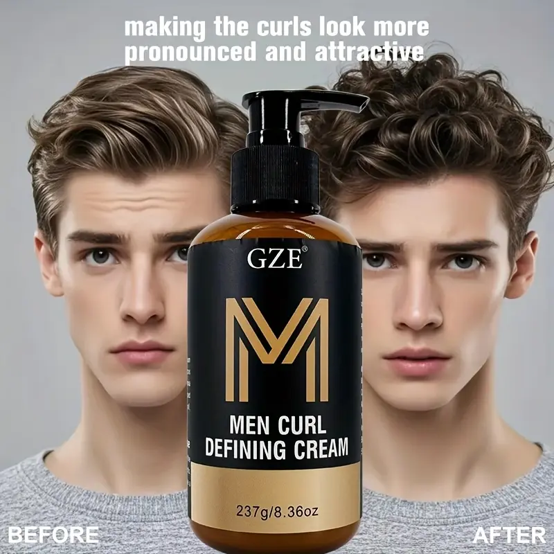 GZE Men Curl Defining Cream - Defined Bouncy Cue Curls Waves- Enhances Curl Definition and Hydrates Hair Frizz rls and Frizz
