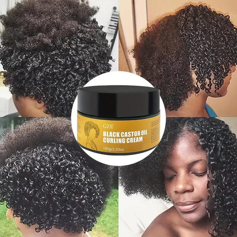 GZE Black Castor Oil Curl Defining Cream Non-stick Hydrates & eliminates frizz, Hair-Smoothing Anti-Frizz Cream