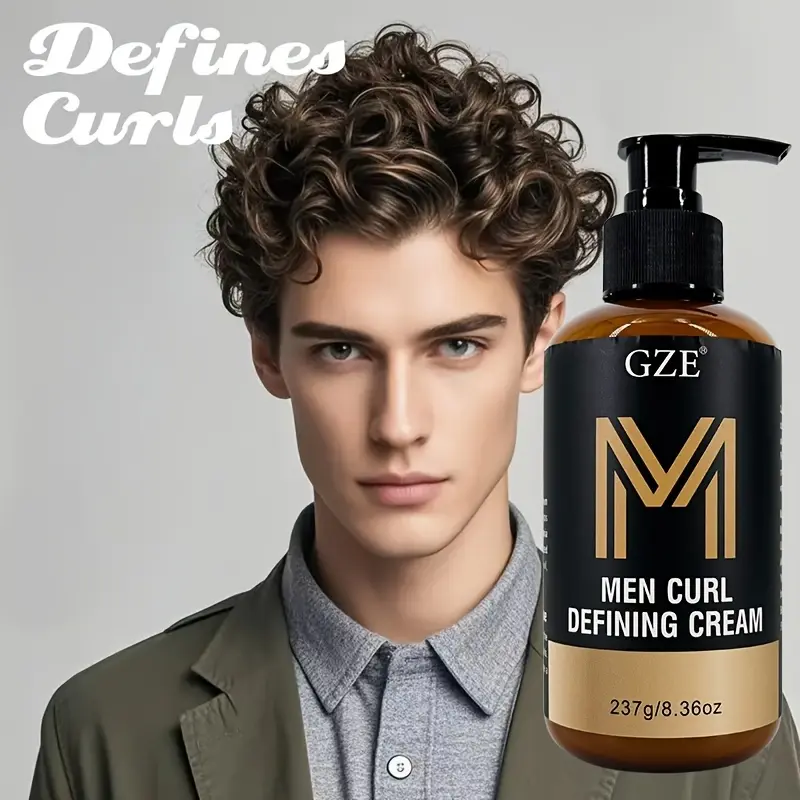 GZE Men Curl Defining Cream - Defined Bouncy Cue Curls Waves- Enhances Curl Definition and Hydrates Hair Frizz rls and Frizz