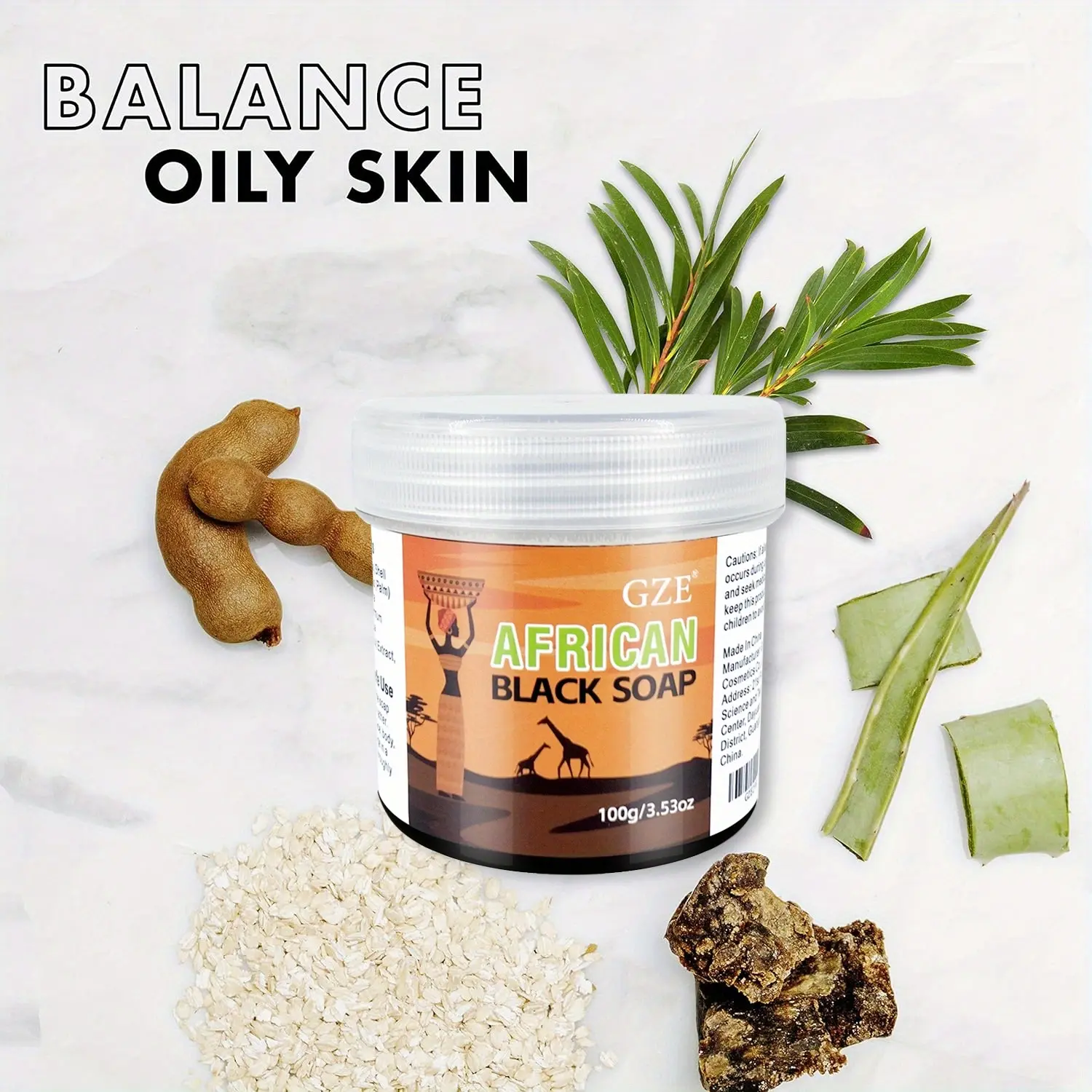 2 Pack GZE African Black Soap 3-in-1 Face, Hair, and Body Cleanser - Deeply Cleanses and Moisturizes Skin and Hair -  Handmade