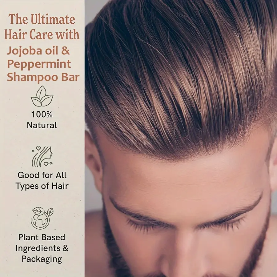 GZE Jojoba Oil & Peppermint Formula Shampoo Bar,-Supports Strong & Healthy Hair-Nourish Follicles with Antioxidants & Vitamins