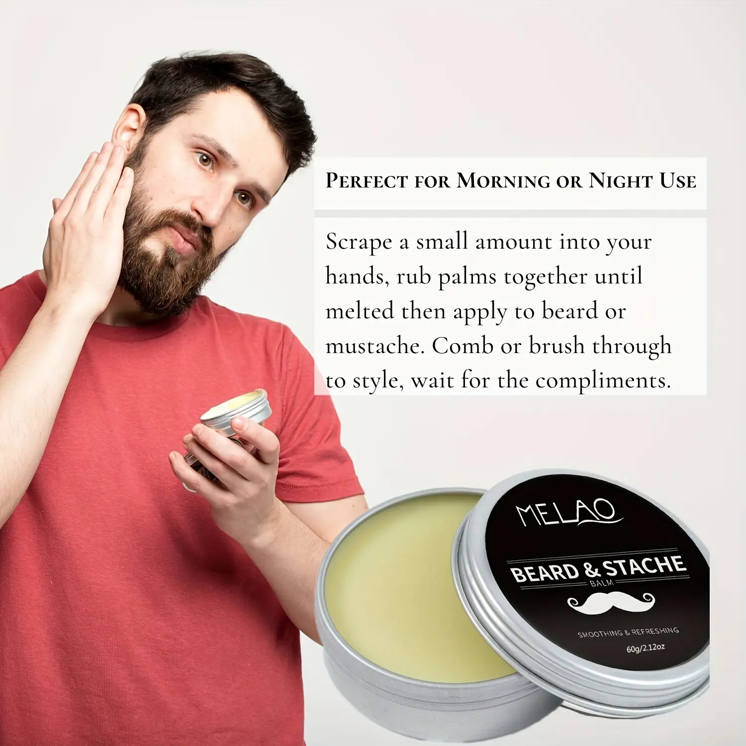 Melao Beard Styling Beard Growth Soften Unscented Beeswax Beard Balm For Men Sensitive Skin