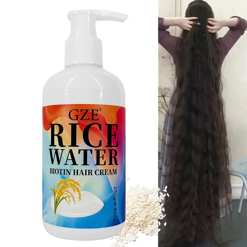 GZE Rice Water Biotin Hair Cream Strong Hair Deep Hydrating Moisturizing For All Hair Types