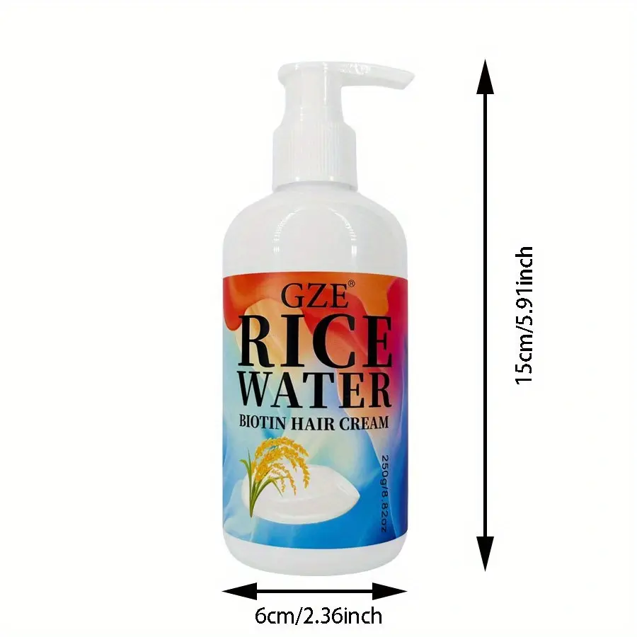 GZE Rice Water Biotin Hair Cream Strong Hair Deep Hydrating Moisturizing For All Hair Types