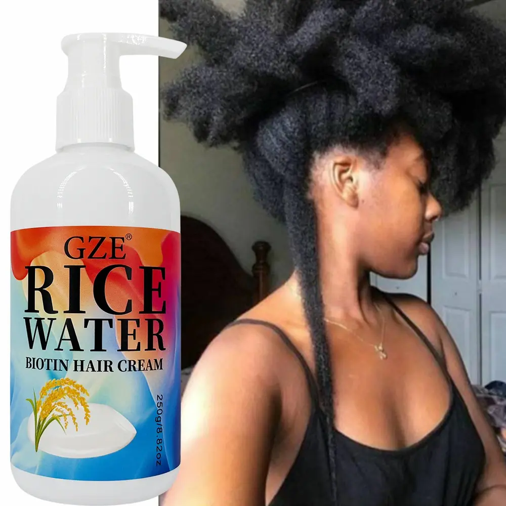 GZE Rice Water Biotin Hair Cream Strong Hair Deep Hydrating Moisturizing For All Hair Types