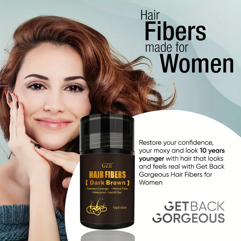 GZE Hair Fibers for Thinning Hair (BLACK) Undetectable & Natural - Hair Powder - Completely Conceals Hair Loss in 15 Sec