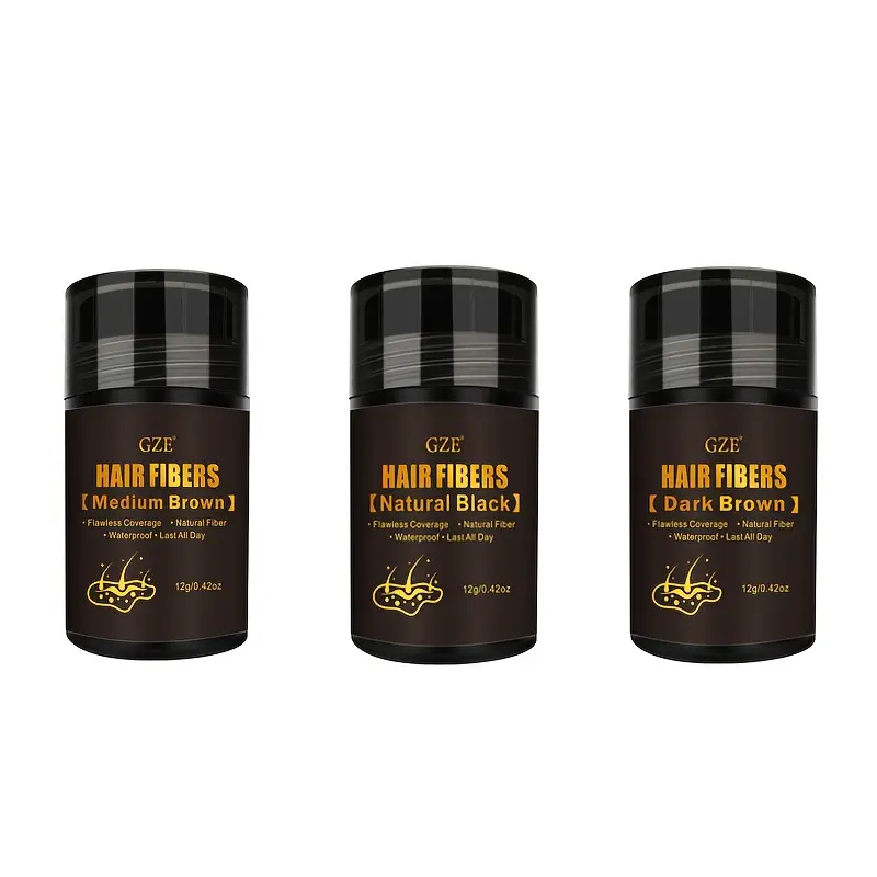 GZE Hair Fibers for Thinning Hair (BLACK) Undetectable & Natural - Hair Powder - Completely Conceals Hair Loss in 15 Sec