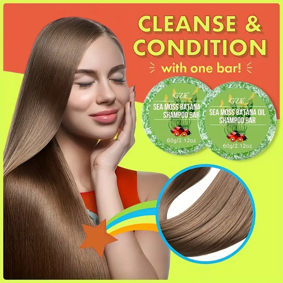 GZE Batana Oil Shampoo Bar Conditioner Bar Set Handmade Deep Cleansing 2 In 1 With Batana Oil Extract Hydrating Travel Size