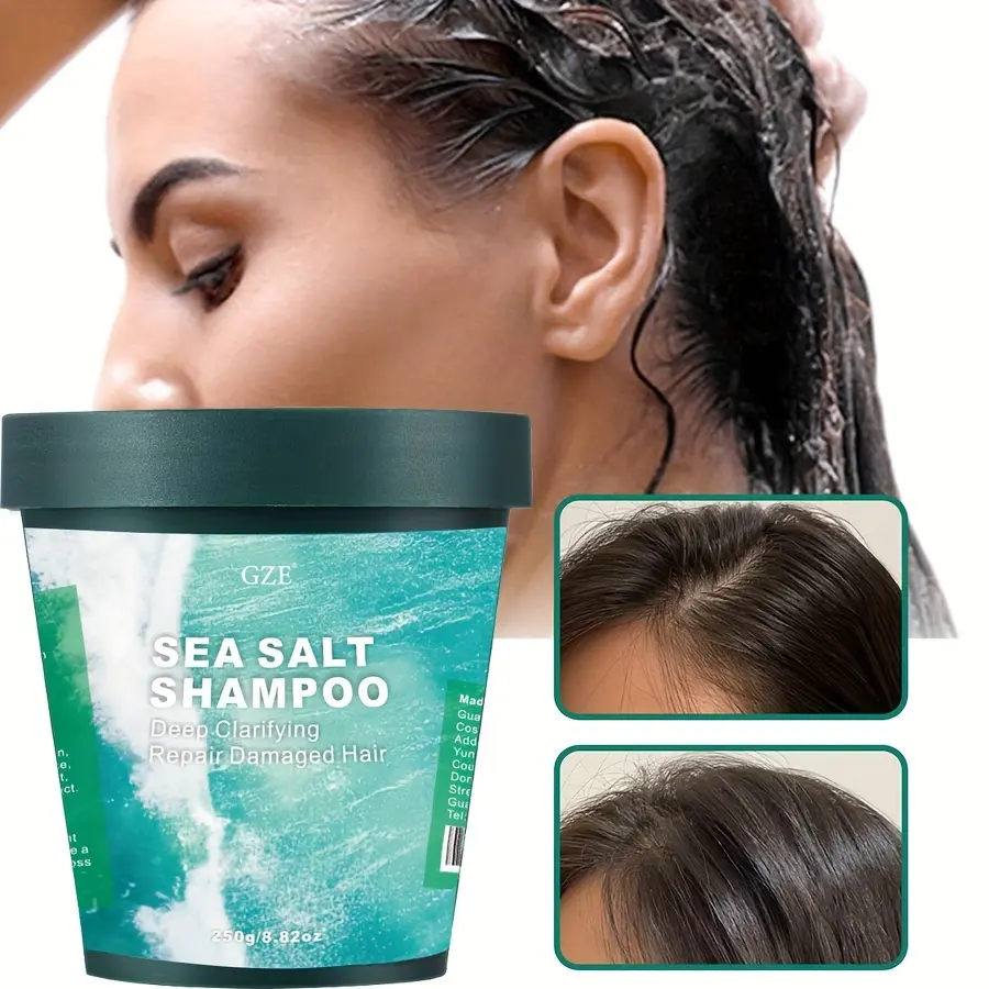 GZE Sea Salt Shampoo For Hair Deep Clarifying Cleans The Scalp And Regenerates Hair Suitable For Curly Hair And Oily Scalp