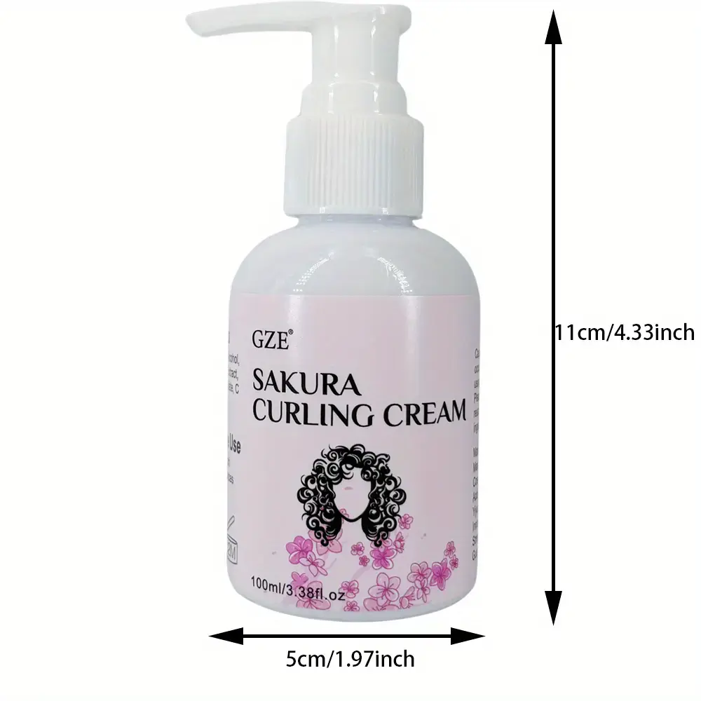 GZE Sakura Curling Cream Fresh Curly Hair Cream Moisturizing Styling Frizz Control Volume Boost Long Lasting Shiny & Hold Waves