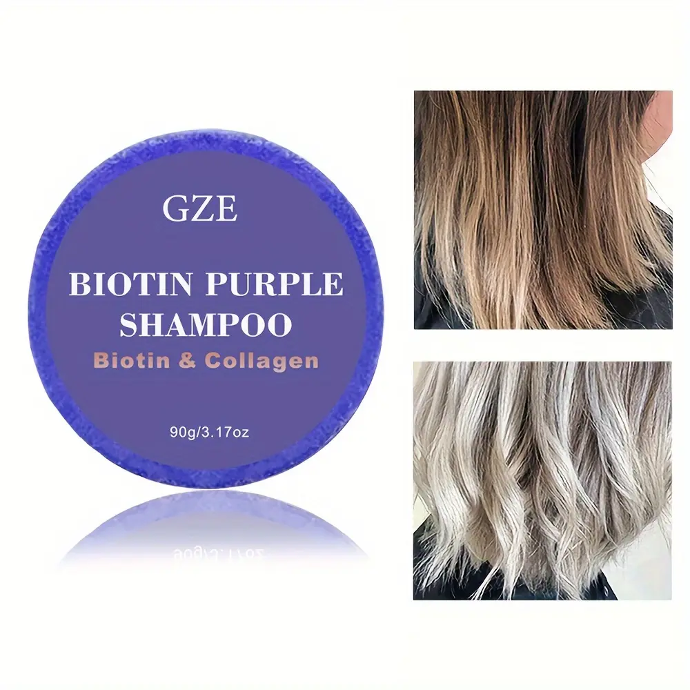 GZE Color Depositing Purple Shampoo Bar for Blonde, Silver, Gray - Anti Brass Remove Yellow Tones & Brassiness from Highlighted