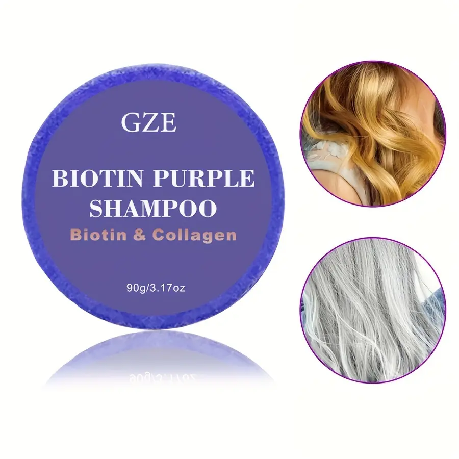 GZE Color Depositing Purple Shampoo Bar for Blonde, Silver, Gray - Anti Brass Remove Yellow Tones & Brassiness from Highlighted