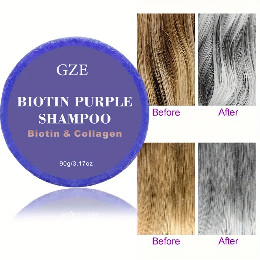 GZE Color Depositing Purple Shampoo Bar for Blonde, Silver, Gray - Anti Brass Remove Yellow Tones & Brassiness from Highlighted
