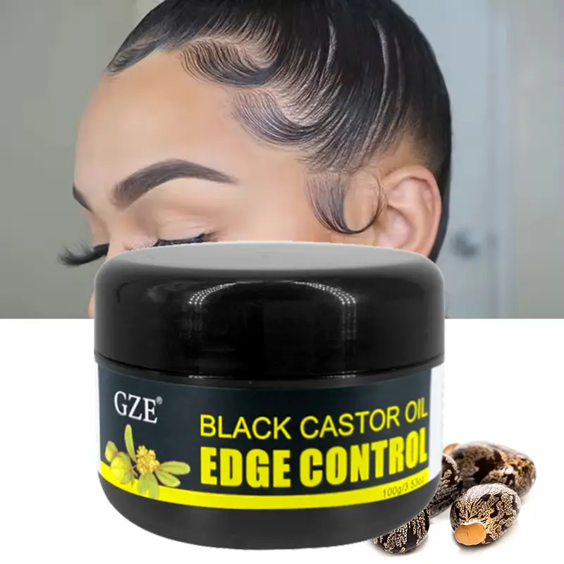 GZE African Black Castor Extra Hold Braid,Contains Black Castor Oil & Coconut Oil Edge Control, Hair Wax Gel for Women