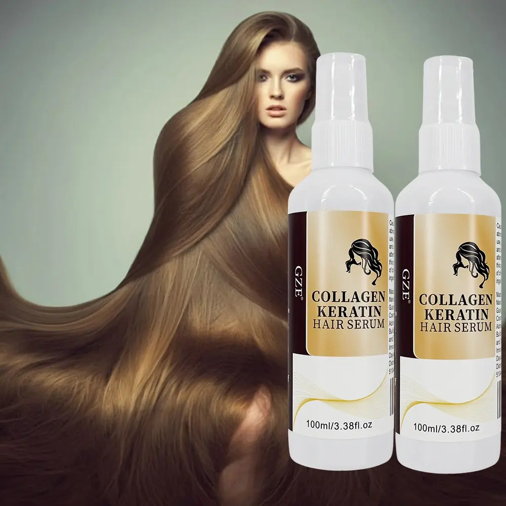 2 Pack GZE Collagen Keratin Hair Serum For Silky Hair Deep Conditioning Hydrating Repair Split Ends Anti-Breakage