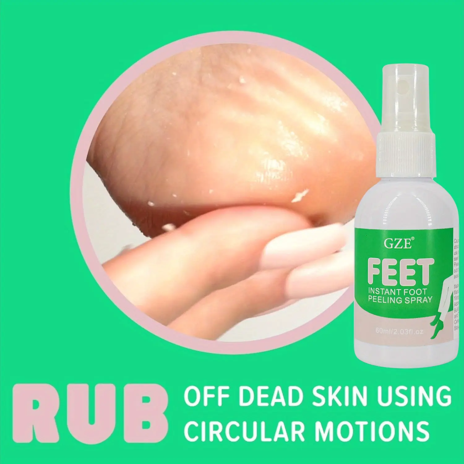 GZE Feet Instant Peeling Foot Spray, Softening Foot Peel Moisturizes Dry Feet, Clean Ingredients