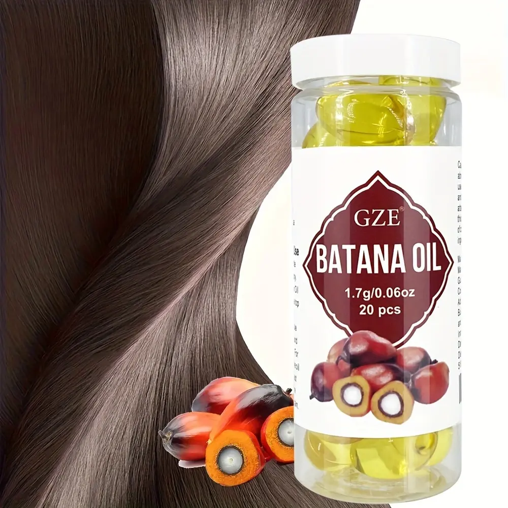 GZE Hair Batana Oil Capsule - Cold Pressed & Unrefined Oil for Hair, Strengthens Hair, Dry Damaged & Thin Hair - 20 Capsules