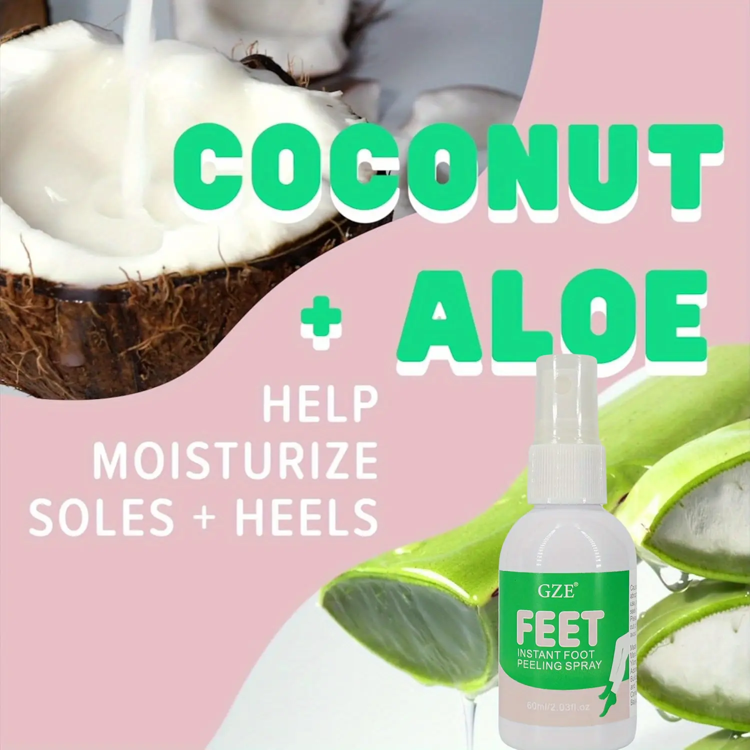 GZE Feet Instant Peeling Foot Spray, Softening Foot Peel Moisturizes Dry Feet, Clean Ingredients