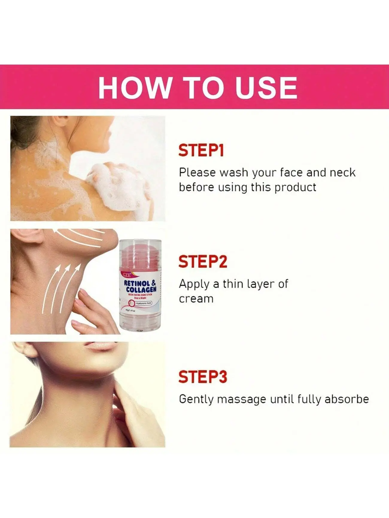 GZE Retinol & Collagen Neck Stick: Facial Moisturizer with Retinol & Collagen Complex, Day & Night Cream - Hydrating Face Cream
