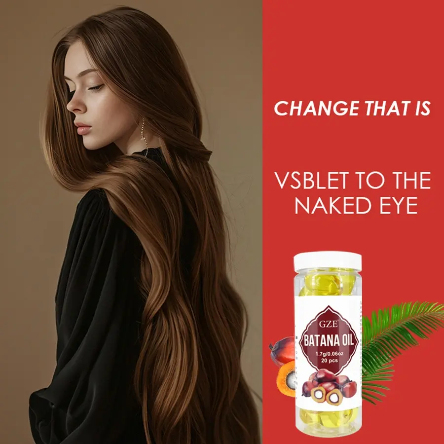 GZE Hair Batana Oil Capsule - Cold Pressed & Unrefined Oil for Hair, Strengthens Hair, Dry Damaged & Thin Hair - 20 Capsules