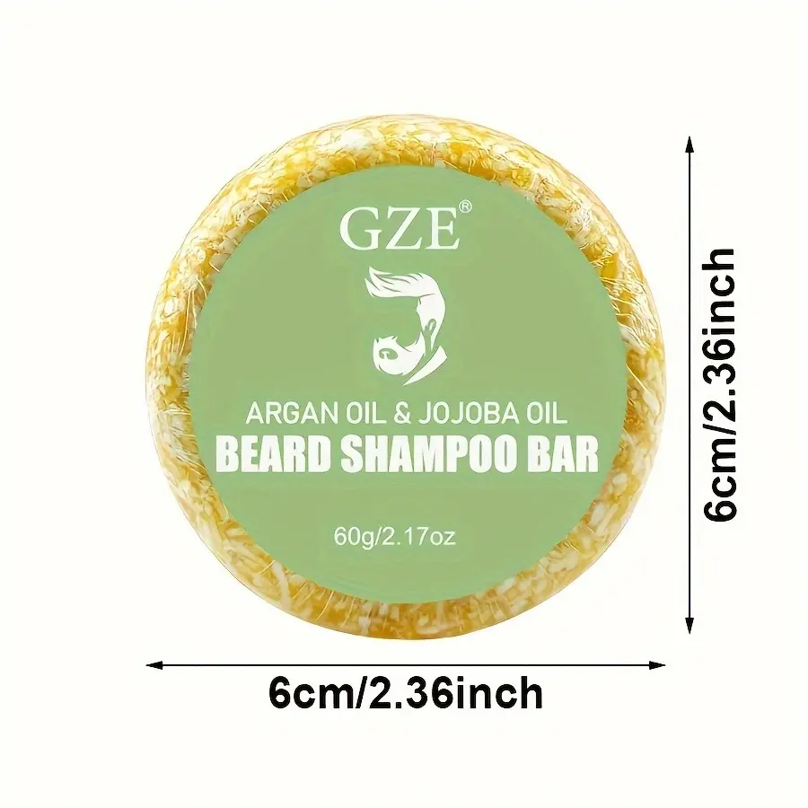 GZE Argan Oil Jojoba Oil Beard Shampoo Bar - Beard Care Cleansing Bar for Men - Moisturizes, Softens and Strengthens Beard Hair