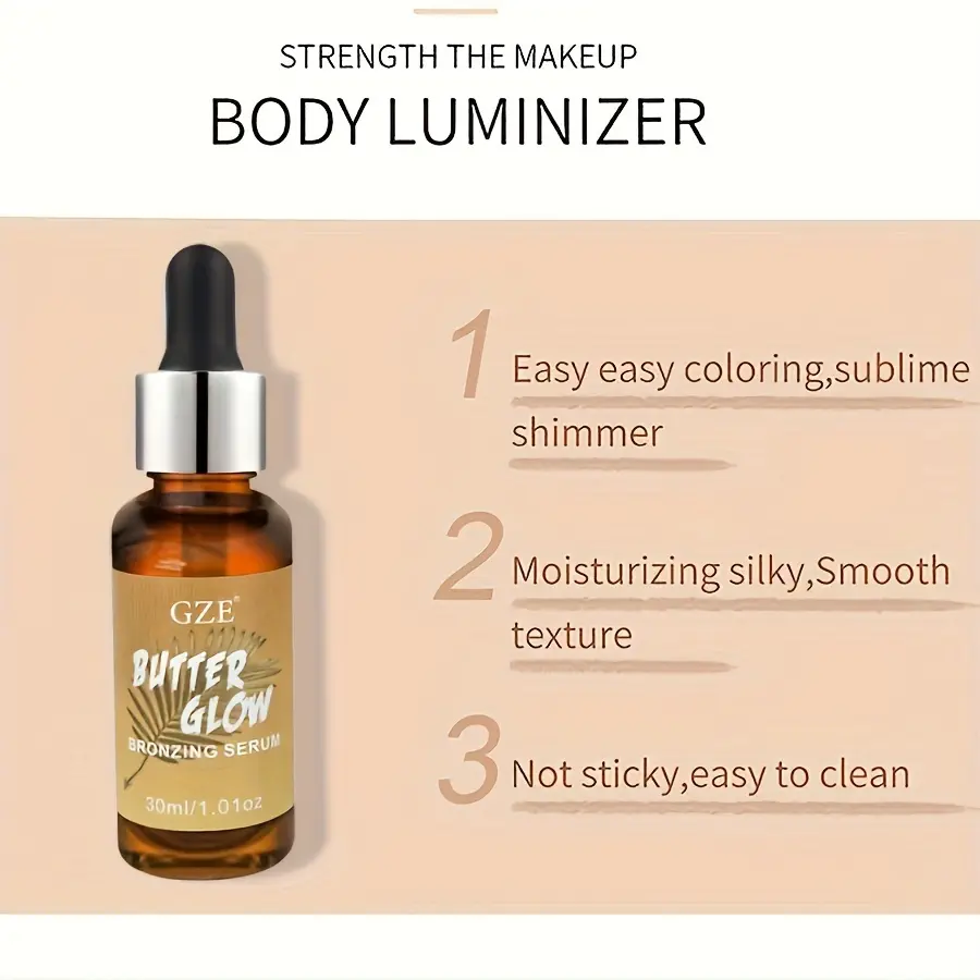 GZE BUTTER GLOW BRONZING SERUM Innovative Skincare Bronzing Drops for Radiant, Sunkissed Complexion - Sunkissed Glow ﻿