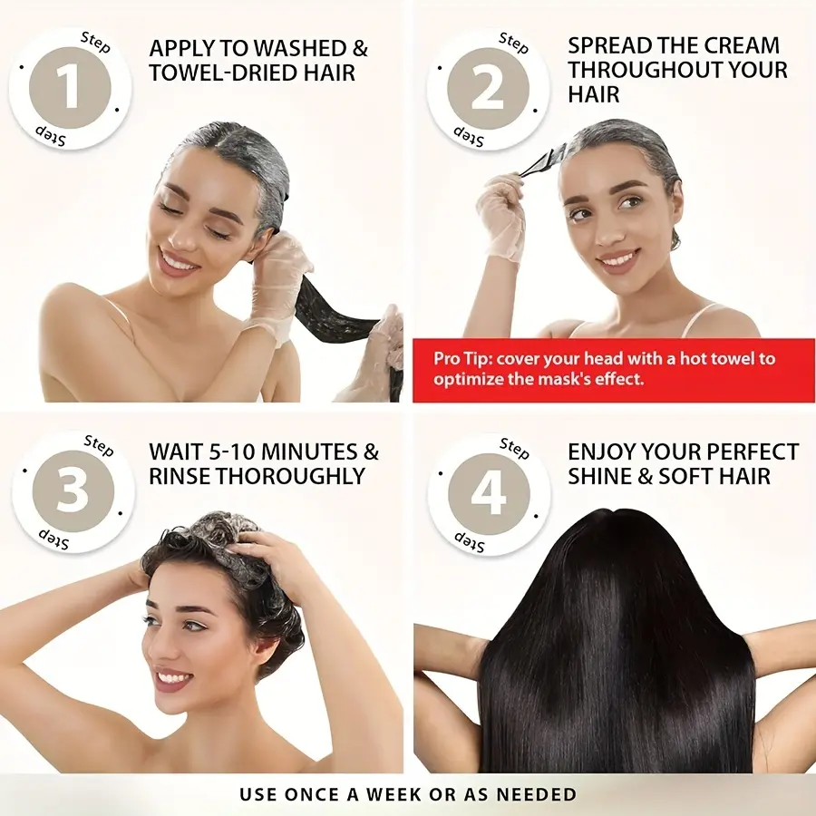 GZE Black Sesame & Rosemary & Keratin Hair Mask, for Dry or Damaged Hair, Moisturizing Strengthening Thickens Hair Masque