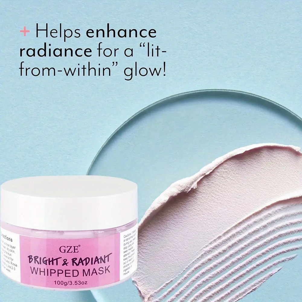 GZE Bright & Radiant Whipped Facial Mask - Hydrating and Renewing Face Treatment with Vitamin C, Hyaluronic Acid, Glowing Skin