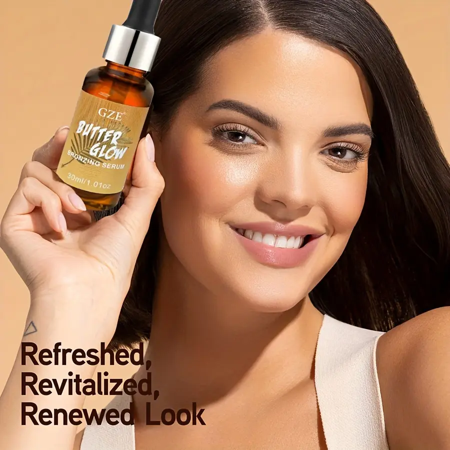 GZE BUTTER GLOW BRONZING SERUM Innovative Skincare Bronzing Drops for Radiant, Sunkissed Complexion - Sunkissed Glow ﻿