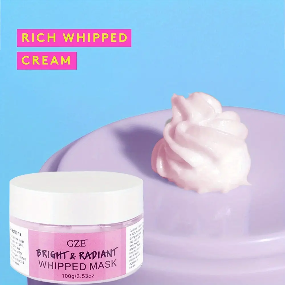 GZE Bright & Radiant Whipped Facial Mask - Hydrating and Renewing Face Treatment with Vitamin C, Hyaluronic Acid, Glowing Skin