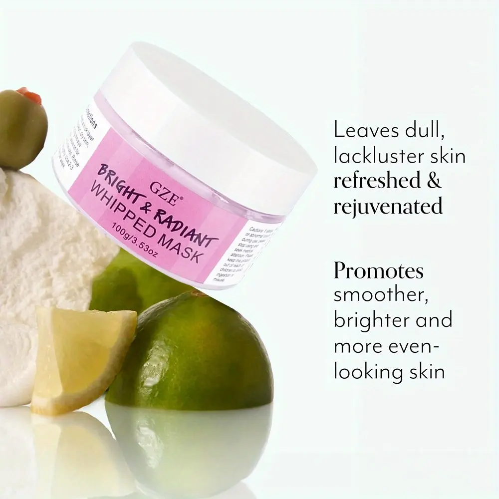 GZE Bright & Radiant Whipped Facial Mask - Hydrating and Renewing Face Treatment with Vitamin C, Hyaluronic Acid, Glowing Skin