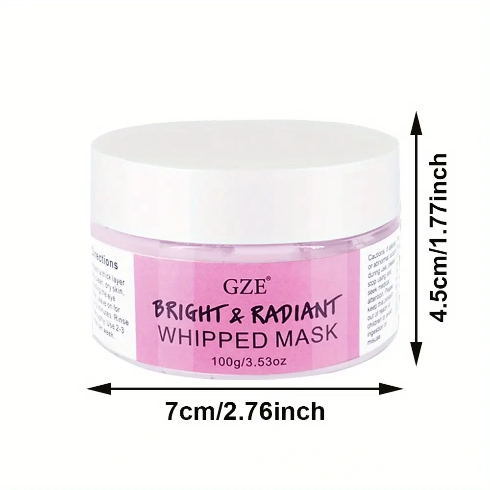 GZE Bright & Radiant Whipped Facial Mask - Hydrating and Renewing Face Treatment with Vitamin C, Hyaluronic Acid, Glowing Skin