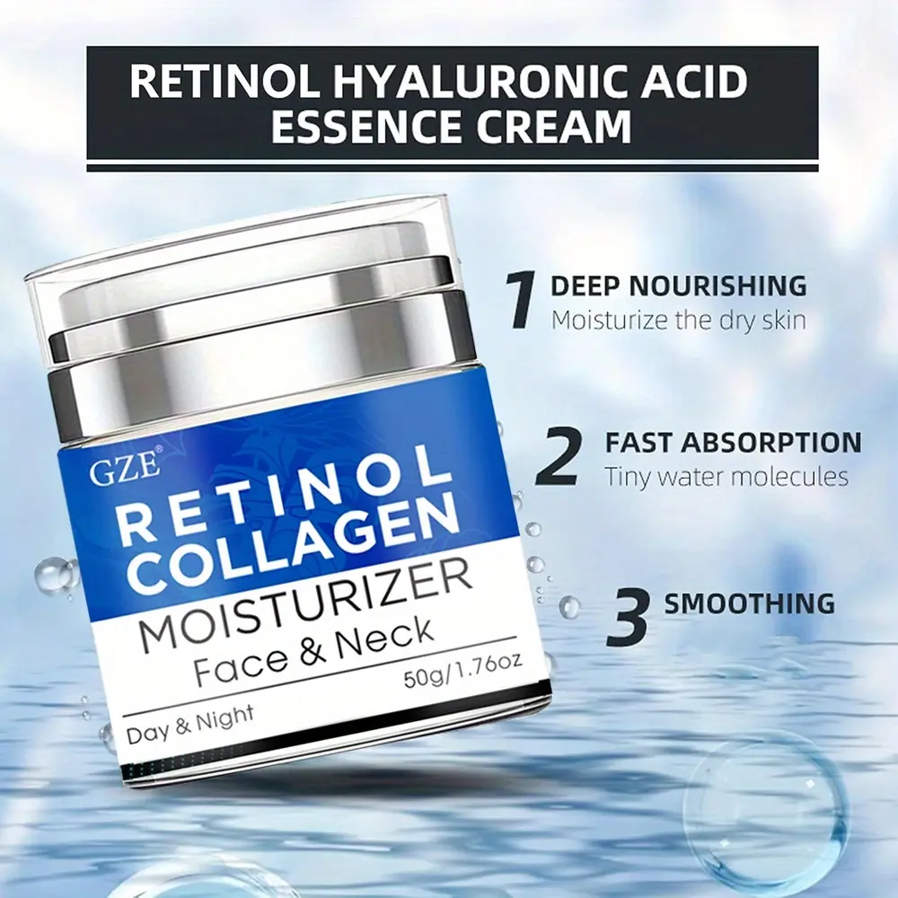 GZE RETINOL COLLAGEN FACE & NECK MOISTURIZER With Hyaluronic Lifting Repairing Faial Cream For Men And Women Tightening