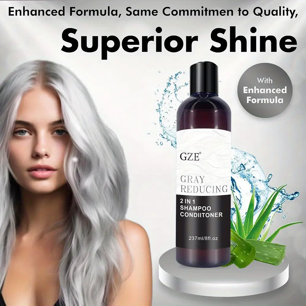 GZE Grey Reducing 2-In-1 Shampoo Conditioner - Softening Properties Say Goodbye to Grey Hair Eliminate Unwanted Grey Hair Tones