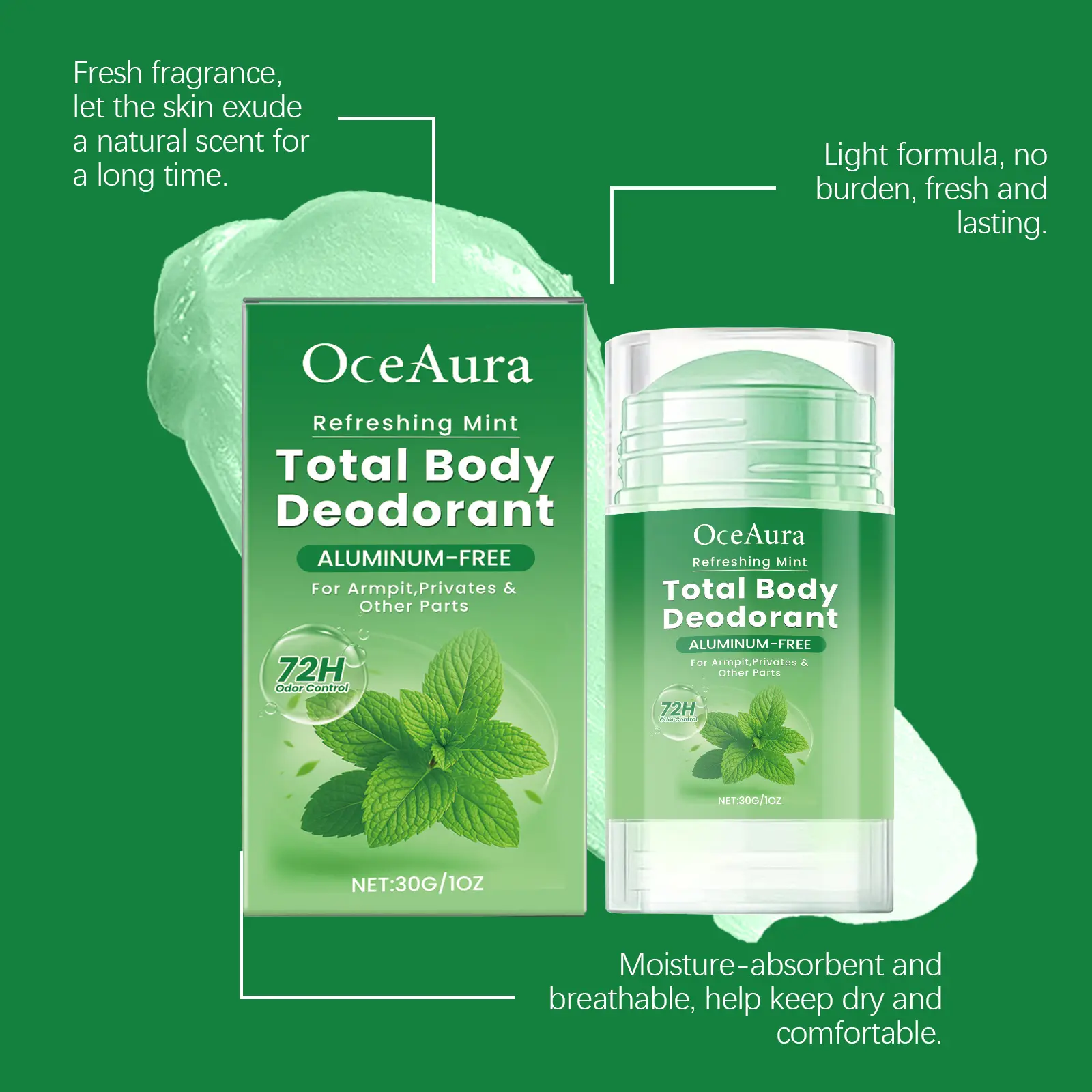 Mint Body Deodorant Stick Eliminate Underarm Smell Remove Odor Control Sweating Persistent Aroma Refreshing Antiperspirant Stick