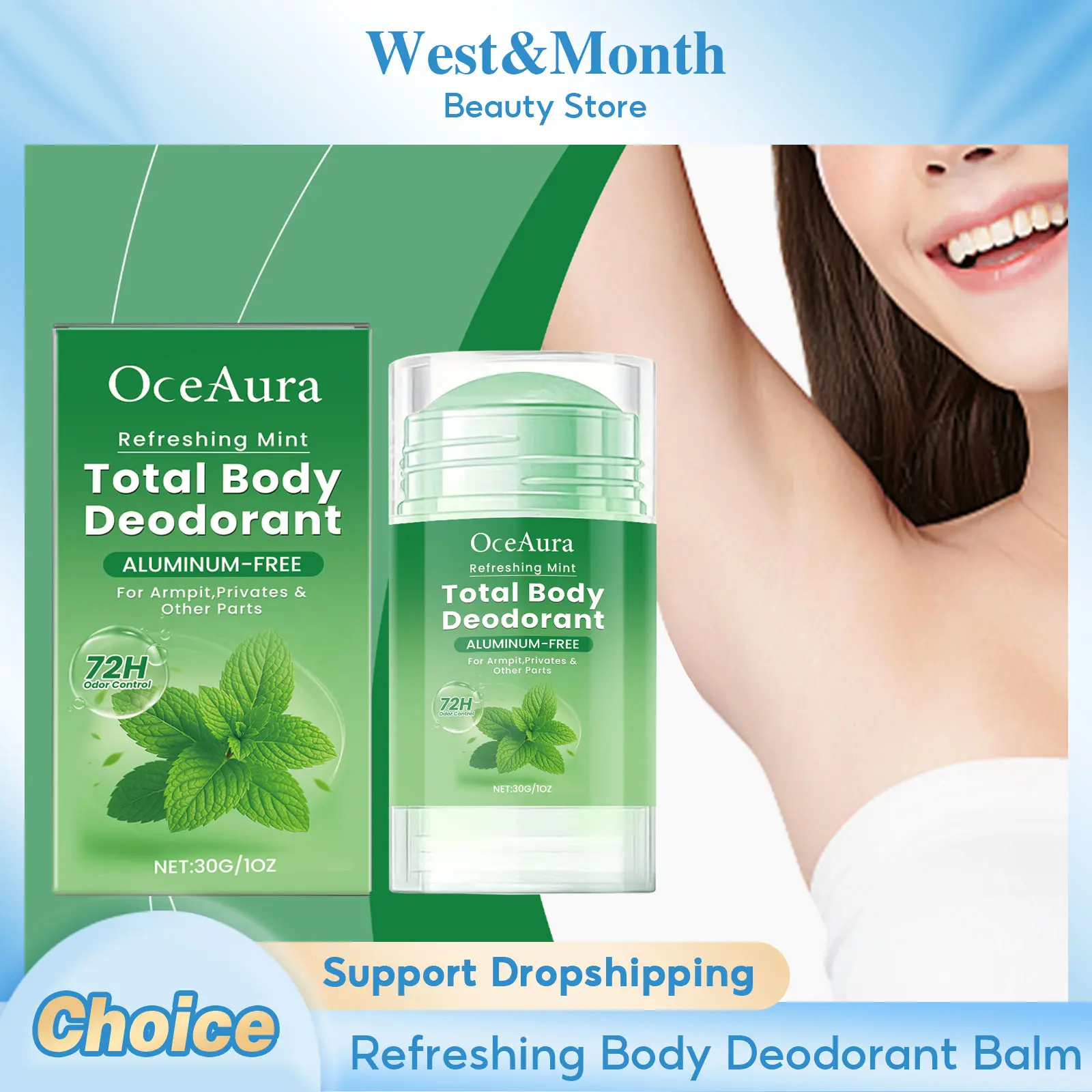 Mint Body Deodorant Stick Eliminate Underarm Smell Remove Odor Control Sweating Persistent Aroma Refreshing Antiperspirant Stick