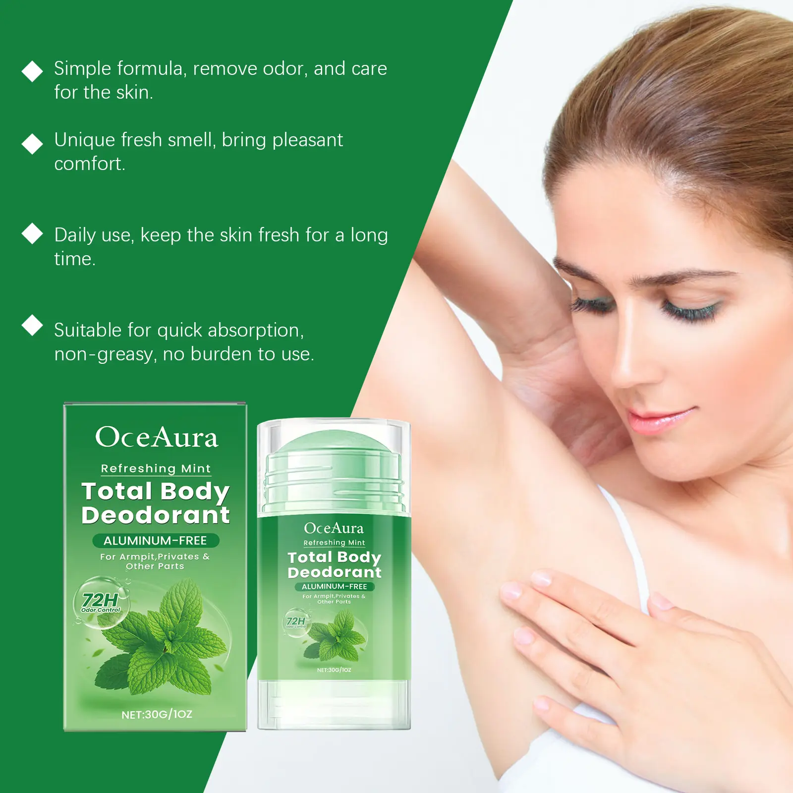 Mint Body Deodorant Stick Eliminate Underarm Smell Remove Odor Control Sweating Persistent Aroma Refreshing Antiperspirant Stick
