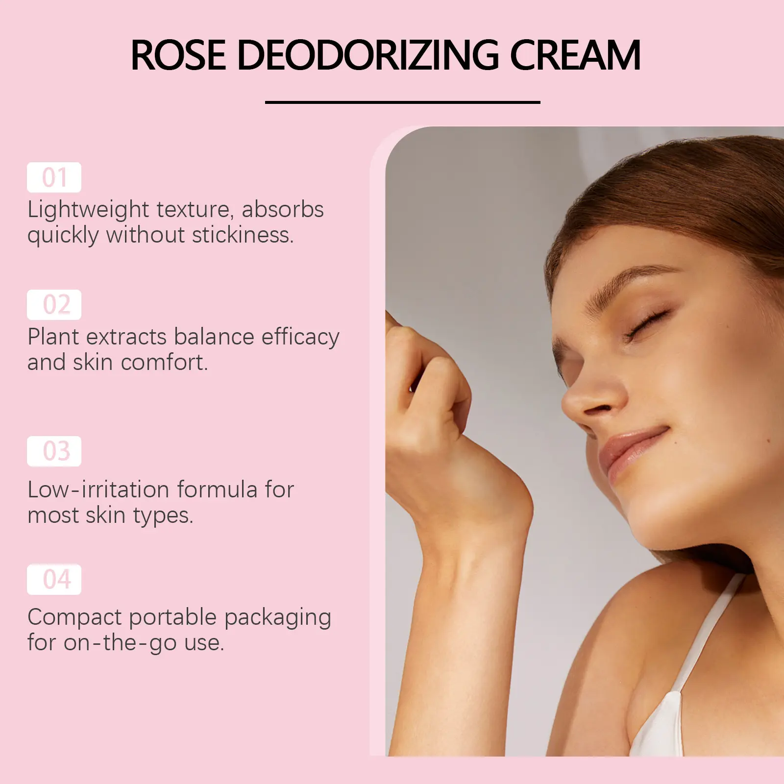 Rose Deodorant Body Cream Eliminate Odor Reduce Sweating Neutralize Armpit Smell Lasting Aroma Charming Refresh Fragrance Cream