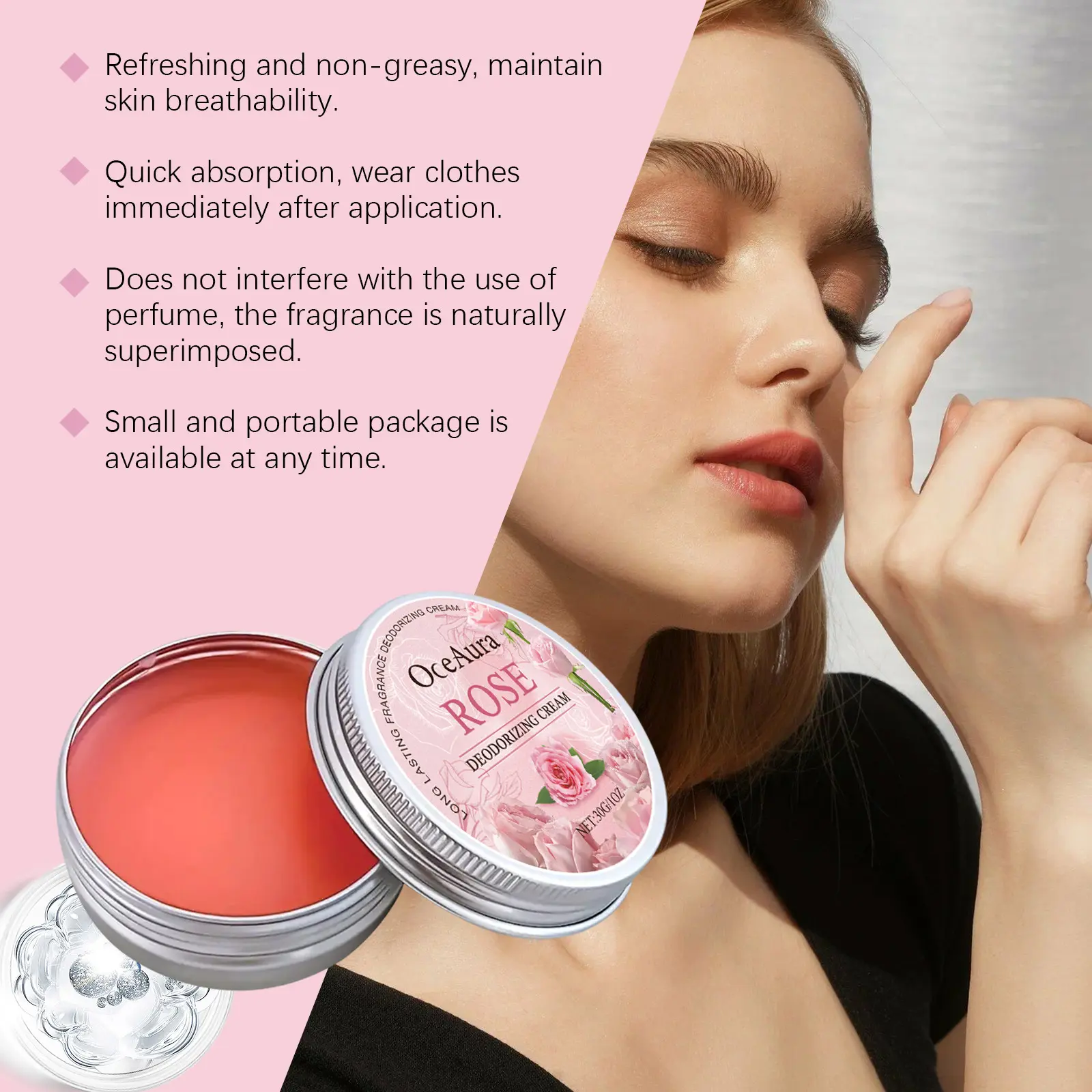 Rose Deodorant Body Cream Eliminate Odor Reduce Sweating Neutralize Armpit Smell Lasting Aroma Charming Refresh Fragrance Cream