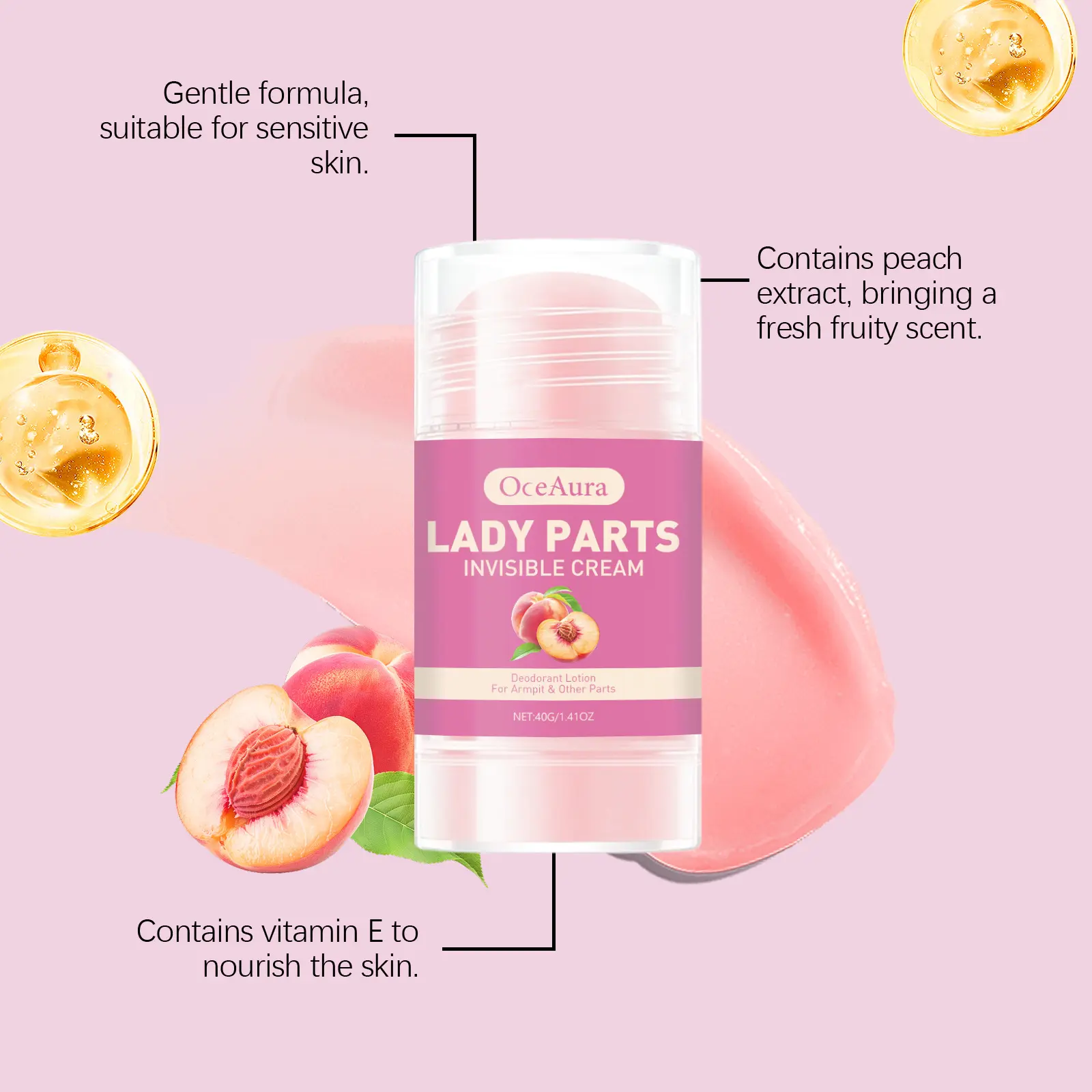 Underarm Antiperspirant Stick Eliminate Odor Anti Sweat Remove Smell Lasting Fragrance Refreshing Charming Peach Deodorant Stick