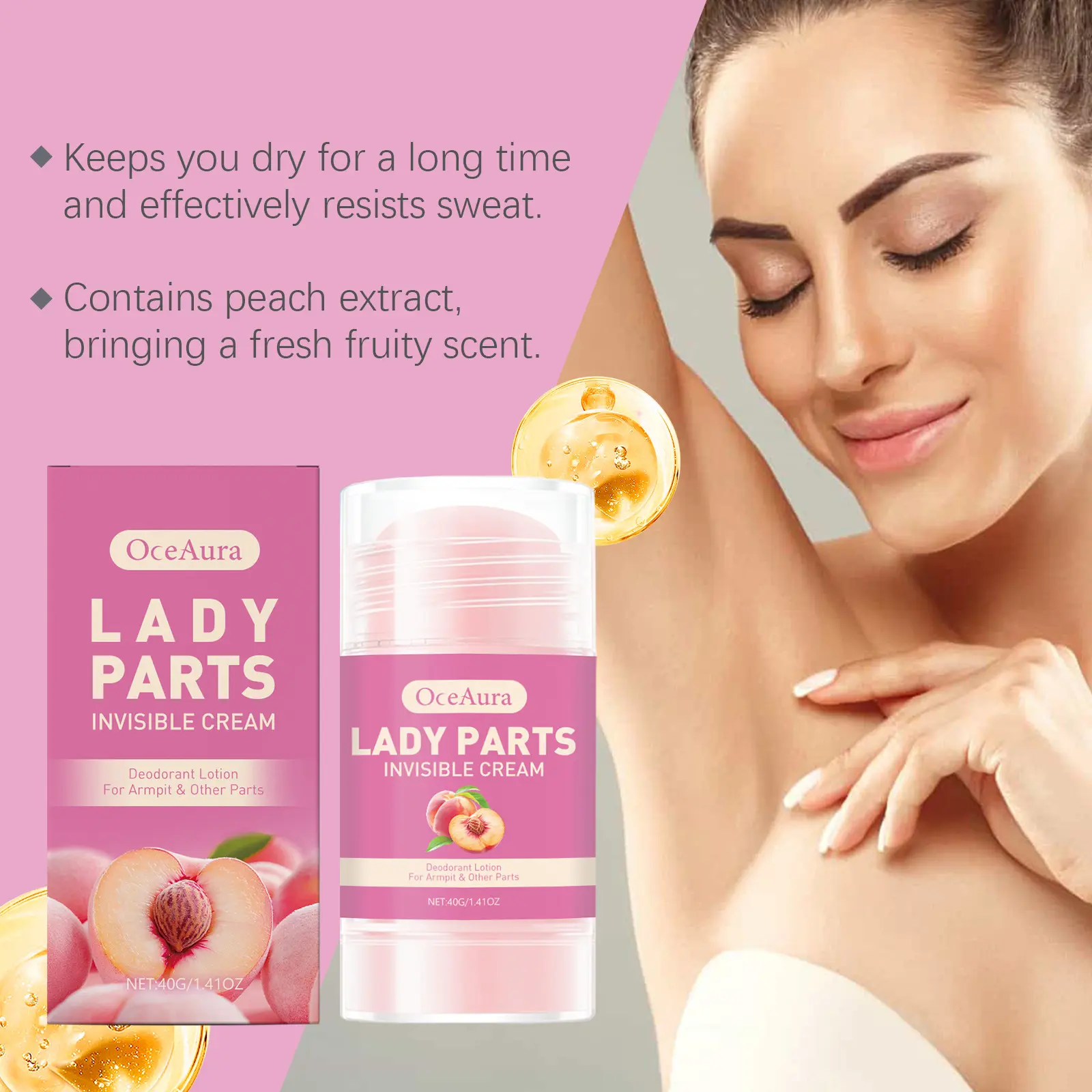 Underarm Antiperspirant Stick Eliminate Odor Anti Sweat Remove Smell Lasting Fragrance Refreshing Charming Peach Deodorant Stick
