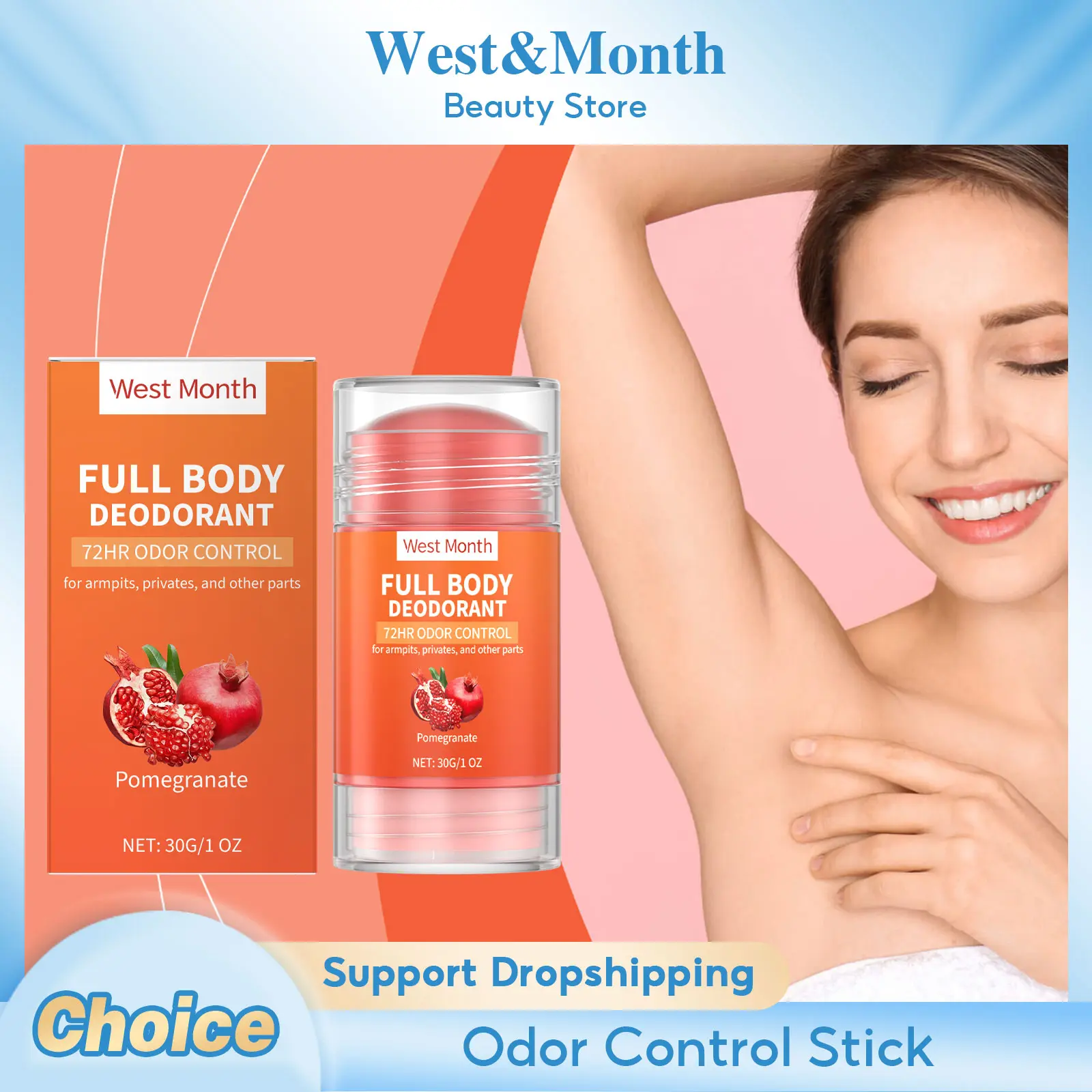 Pomegranate Antiperspirant Stick Deodorant Reduce Sweating Remove Armpit Smell Charming Fragrance Refreshing Odor Removal Stick
