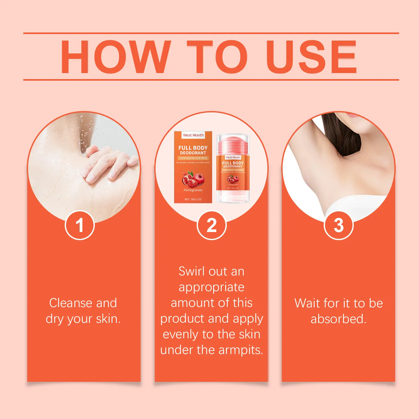 Pomegranate Antiperspirant Stick Deodorant Reduce Sweating Remove Armpit Smell Charming Fragrance Refreshing Odor Removal Stick