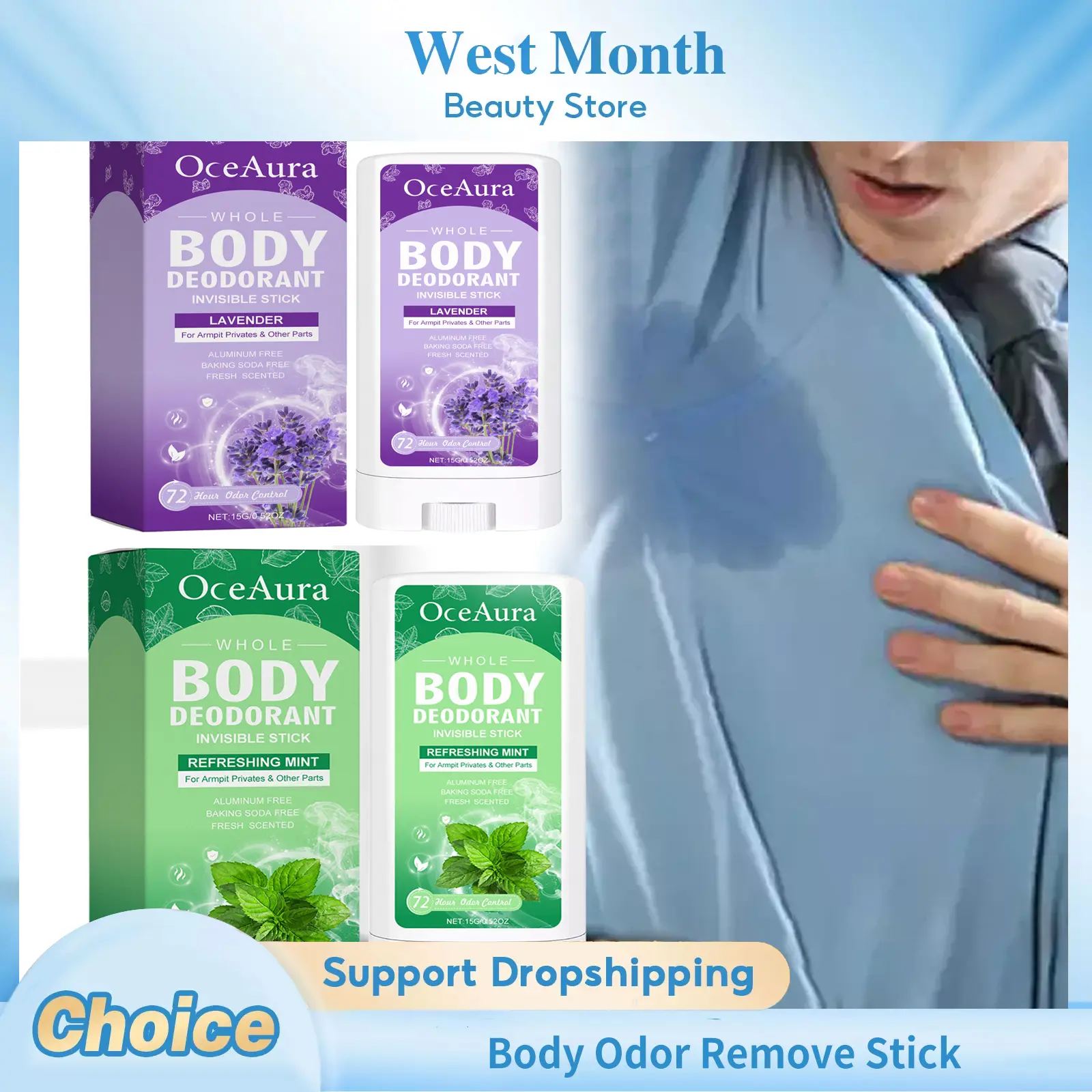 Body Odor Remove Stick Underarm Odor Removal Antiperspirant Long Lasting Fragrance Refreshing Keep Drying Body Deodorant Stick